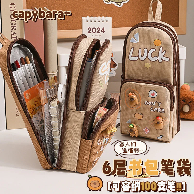 Kawaii Panda cappy beara pencil pouch - 3 zip