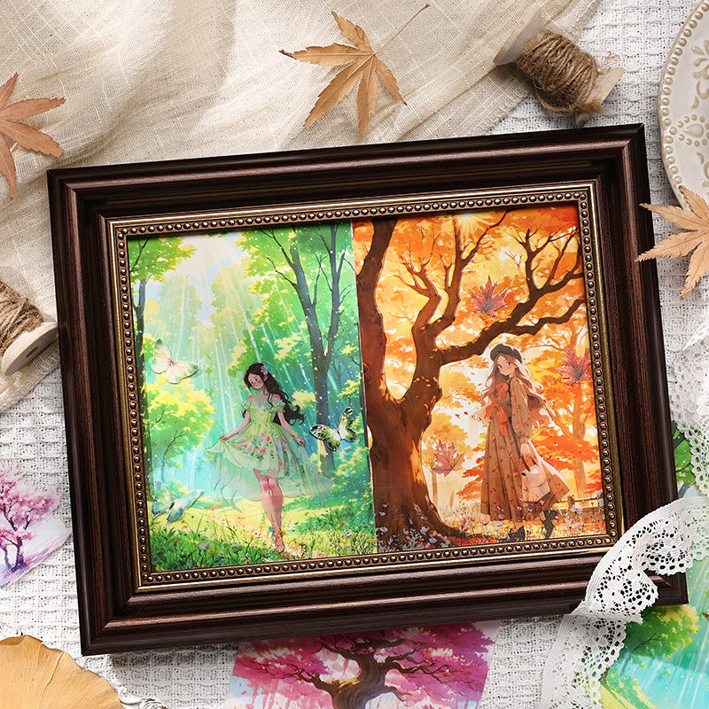 Golden Season Trees Sticker Sheet - 4 Pcs