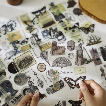 Vintage Retro Journaling Sticker Book - 20 Sheets