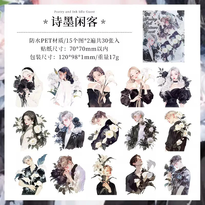 Cute Girly Vintage Sticker - 30 Pcs