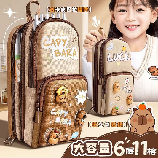 Kawaii Panda cappy beara pencil pouch - 3 zip