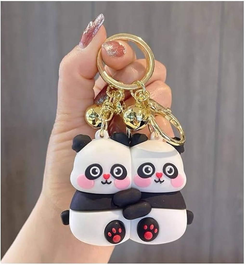 Poookie panda magnetic couple keychain