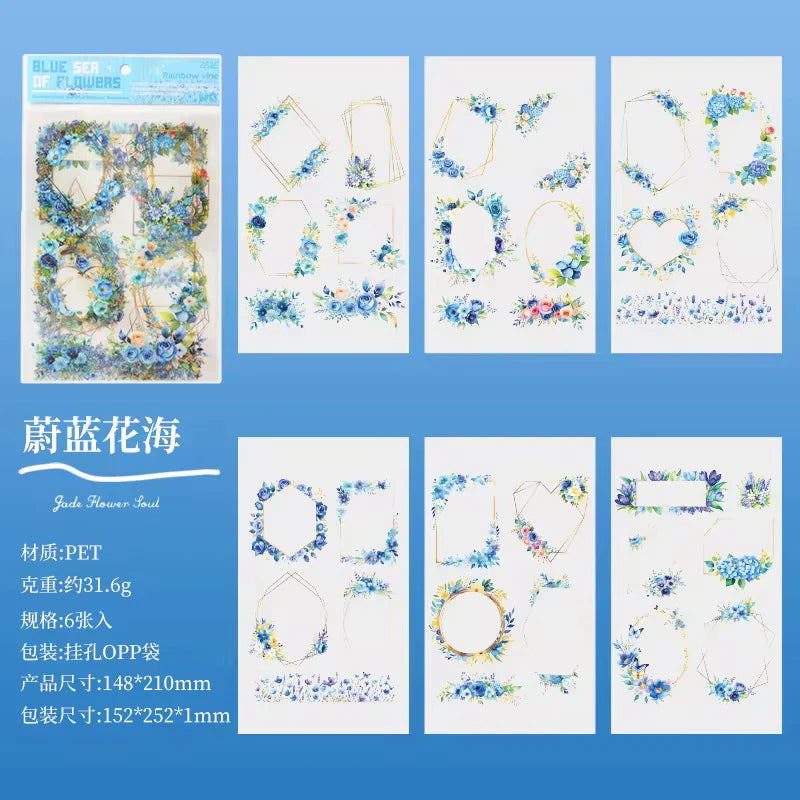 Floral wreath Frames Sticker Sheet - 6 Pcs