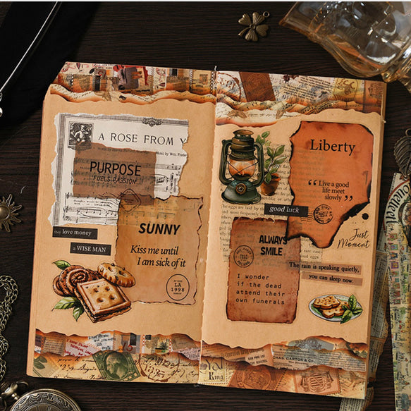 Vintage Burnt Paper Sticker Strip - 30 Pcs