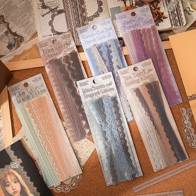 Vintage Lace Sticker- 40 Pcs