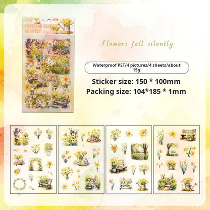 Flowers & Things Sticker Sheet - 4 Pcs