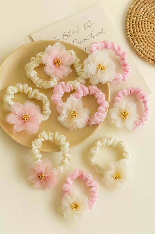 Soft girl flower scrunchie