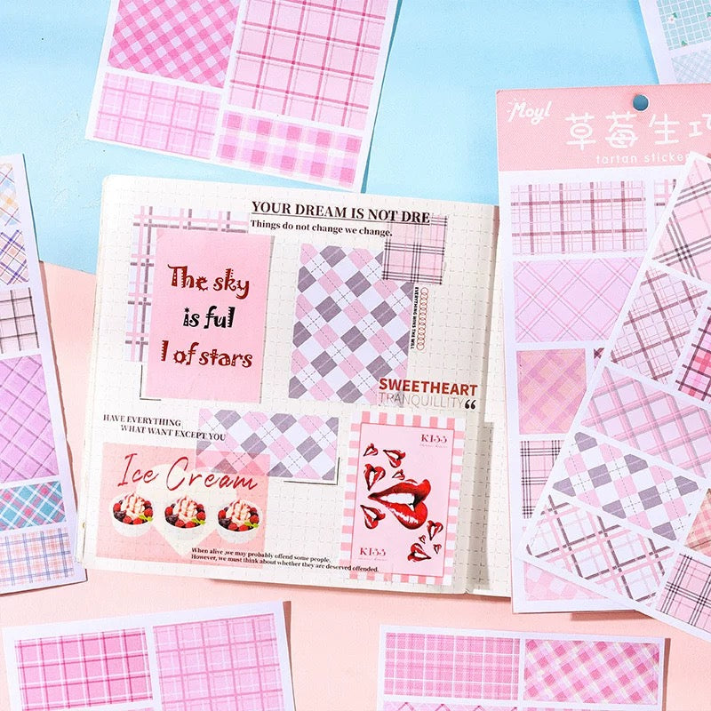 Plaid Checks Decorative Sticker - 4 Pcs