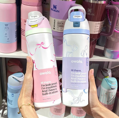 Owala FreeSip leakproof stainless steel bottle with straw - cute edition