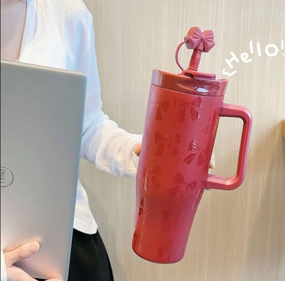 Ribbbowi Bow pintresty 2 in 1 Sipper Plus Tumbler with Topper - 1200ML
