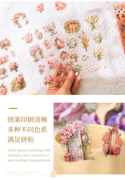 Kawaii Floral Vintage Sticker - 6 Sheets
