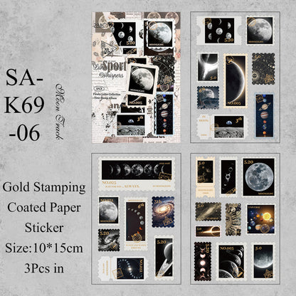Vintage Stamp Sticker Book 3 Pcs