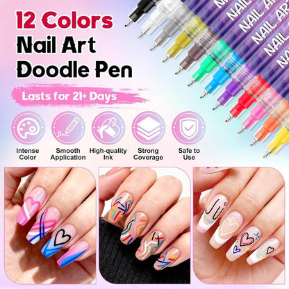 Nail Art Marker Set-12 Pcs