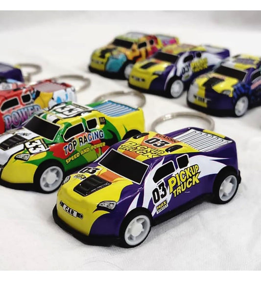 Push back metal car keychain