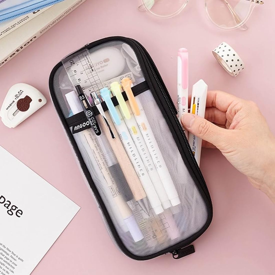 Mesh pencil / stationery pouch