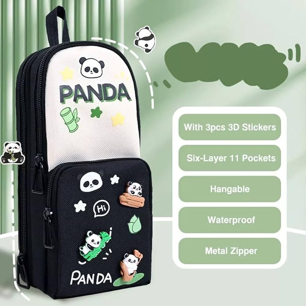 Kawaii Panda cappy beara pencil pouch - 3 zip