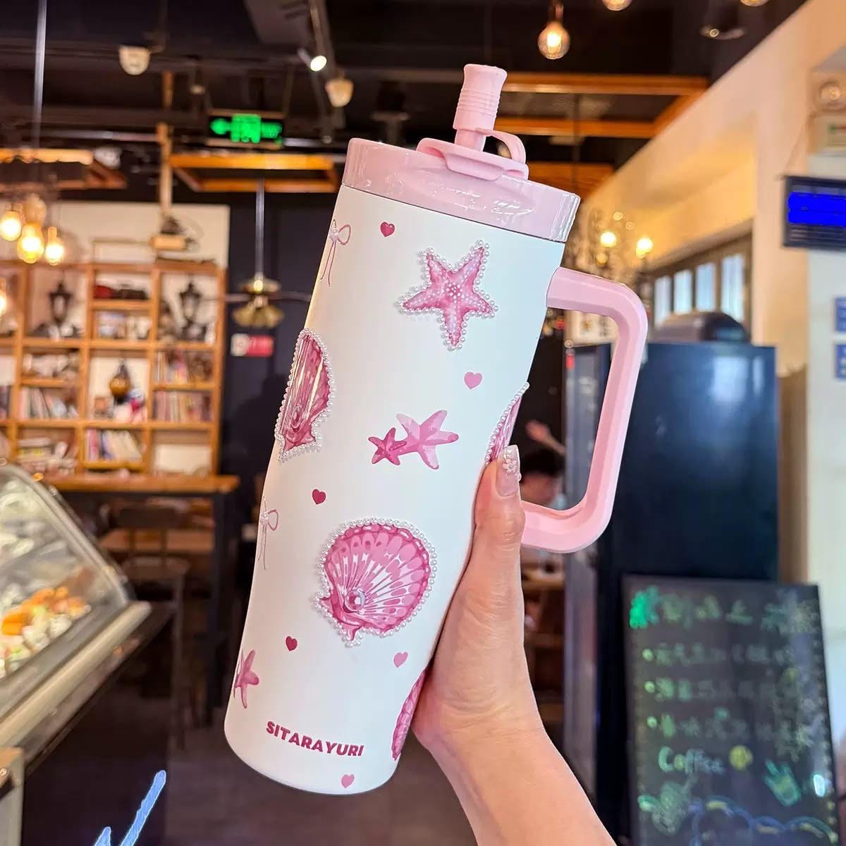 Pintresty Heart pearl  2 in 1 Sipper Plus Tumbler with Topper - 1200ML