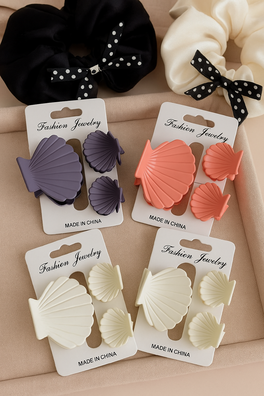 Shell Glossy Hair Claw Clip - Set