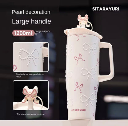 Pintresty Heart pearl  2 in 1 Sipper Plus Tumbler with Topper - 1200ML