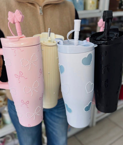 Pintresty Heart pearl  2 in 1 Sipper Plus Tumbler with Topper - 1200ML