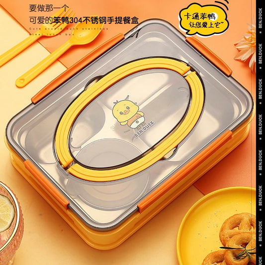 Bento Duck Lunch Box With Spoon and Fork