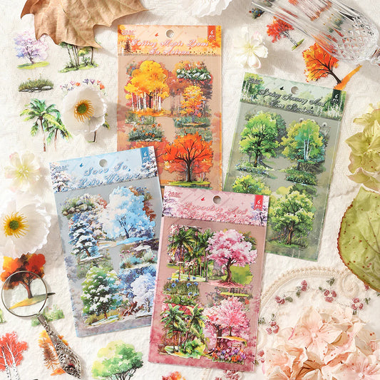 Trees and Bloom Sticker Sheet - 6 Pcs