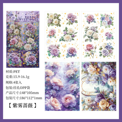 Vintage Rose Sticker - 4 Sheets
