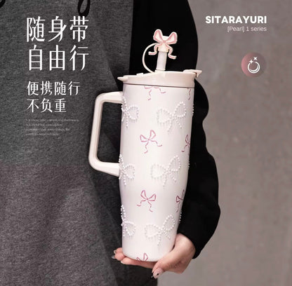 Pintresty Heart pearl  2 in 1 Sipper Plus Tumbler with Topper - 1200ML