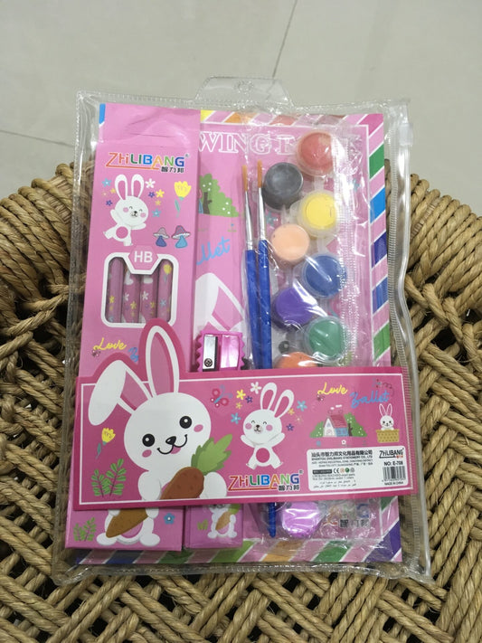 Kids Stationery Set With Drawing Book And Paint Accessories