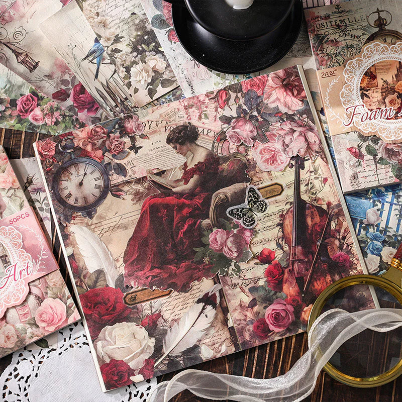 Vintage Craft Paper Book - 50 pcs