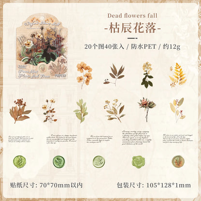 Flower Stamp Stickers - 40 Pcs