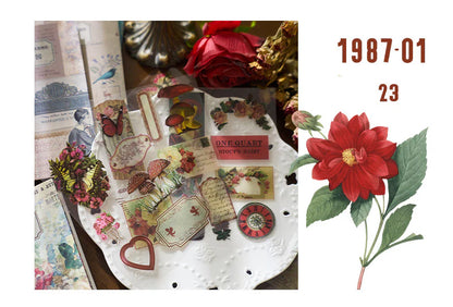 Vintage Retro Journaling Sticker Book - 20 Sheets