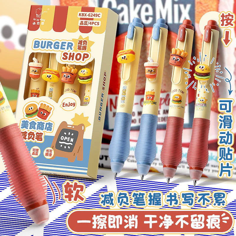Burger Shop Theme Erasable Pen Set - Blue Ink