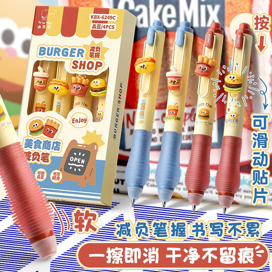 Burger Shop Theme Erasable Pen Set - Blue Ink