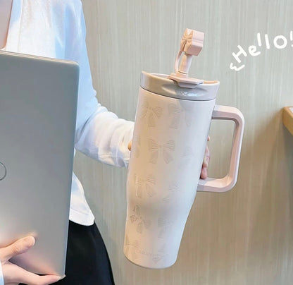 Ribbbowi Bow pintresty 2 in 1 Sipper Plus Tumbler with Topper - 1200ML