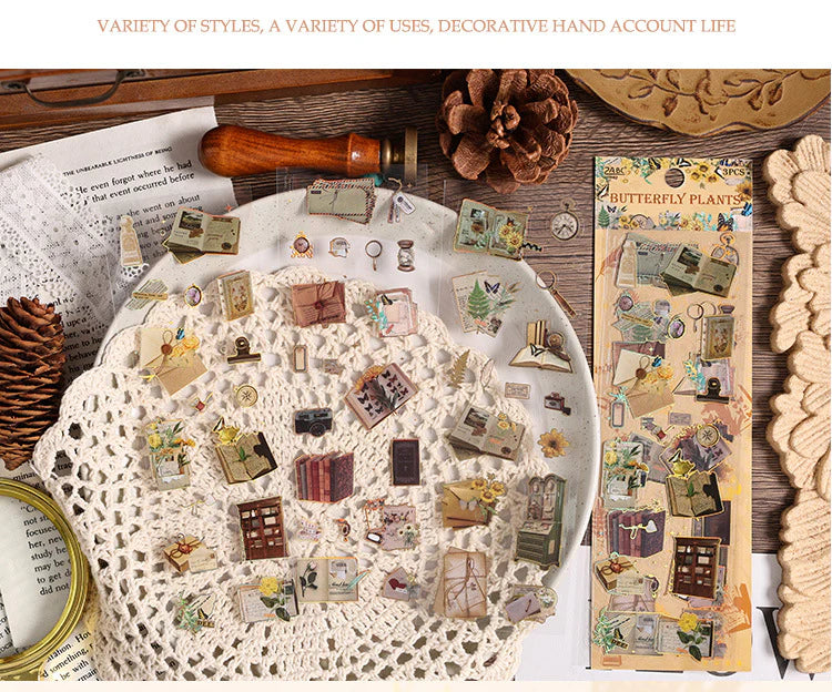 Vintage Material Journaling Sticker Sheet-3 Pcs