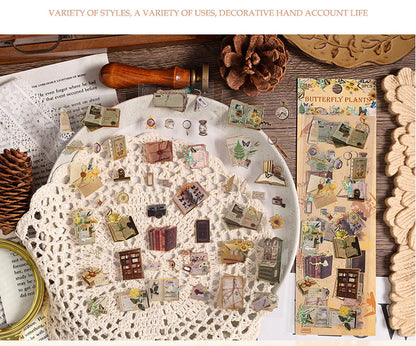 Vintage Material Journaling Sticker Sheet-3 Pcs