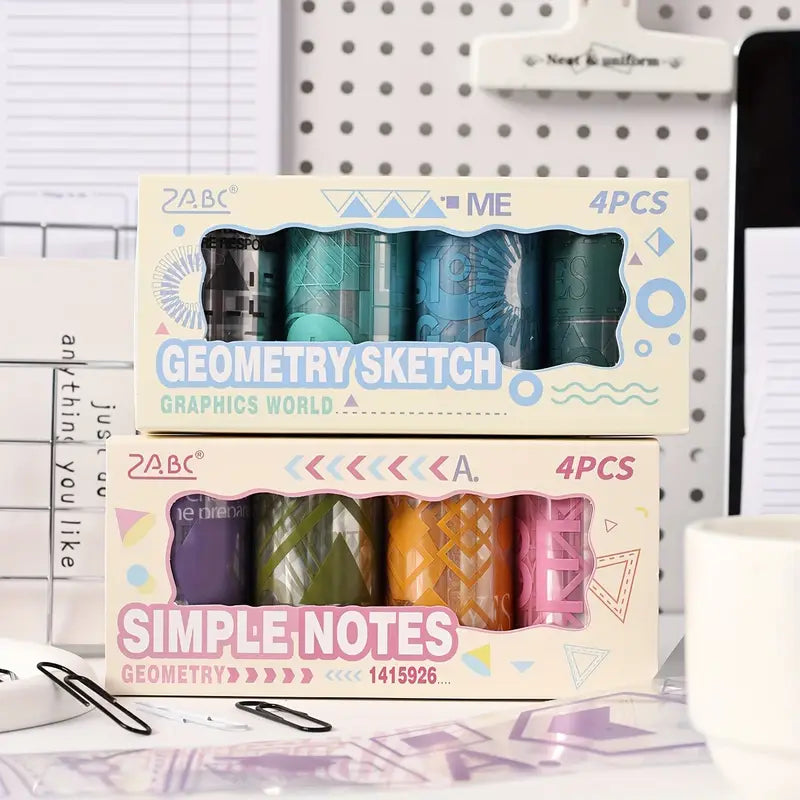 Geometric Shape Sticker Roll Set ( 4 Pcs)