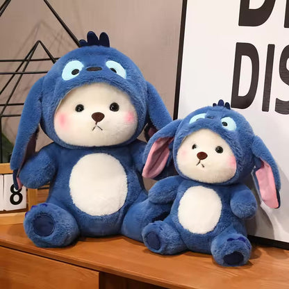 Stitch bear hoodie cap soft toy