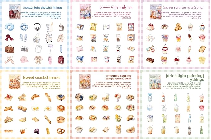 Food and Things Journaling Sticker-20 Pcs