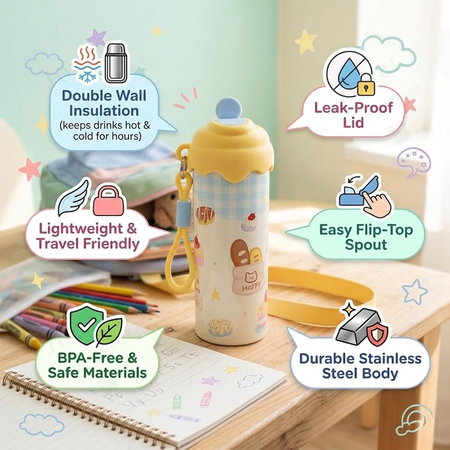 Viral ice cream stainless steel sipper bottle