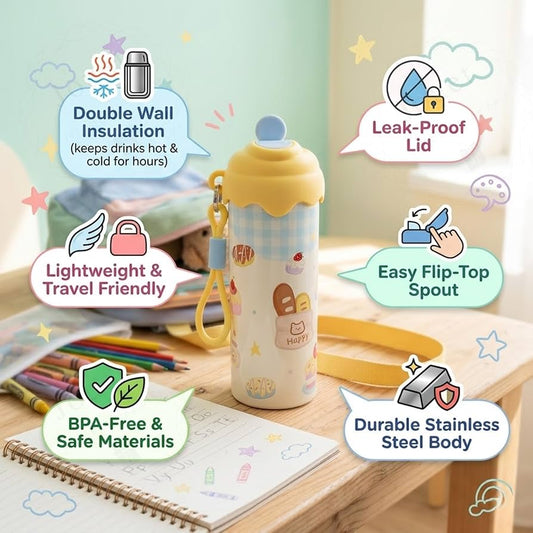 Viral ice cream stainless steel sipper bottle