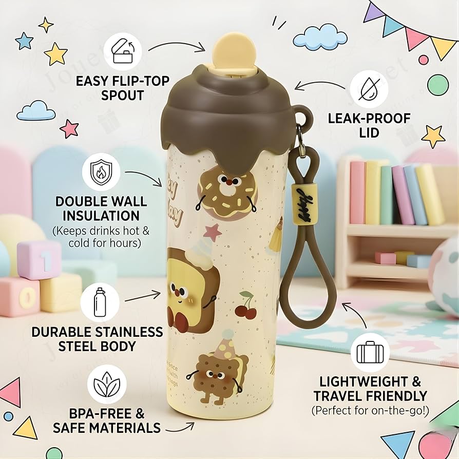 Viral ice cream stainless steel sipper bottle