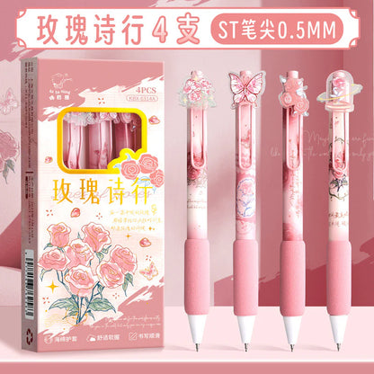 Rose Poetry 4 Pen Set- Black Ink