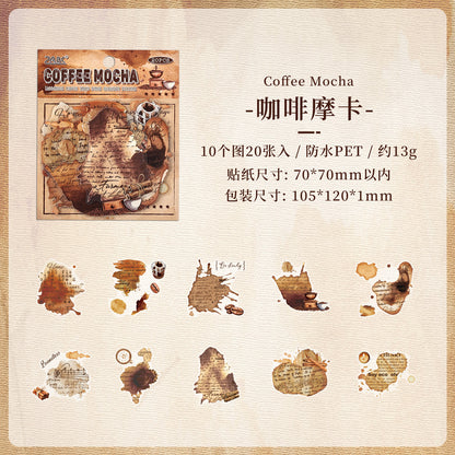 Coffee Vintage Journaling Sticker -20 Pcs
