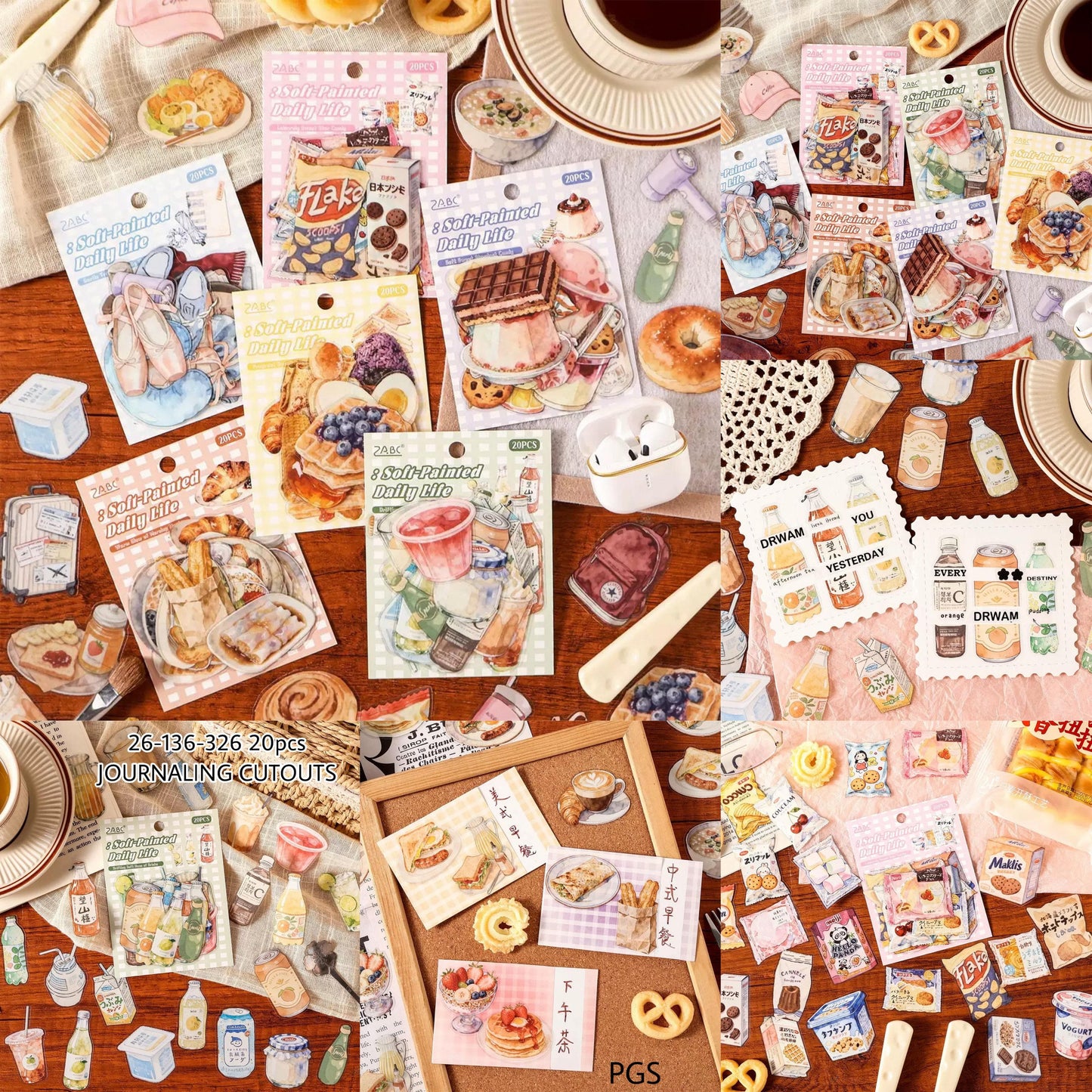 Food and Things Journaling Sticker-20 Pcs
