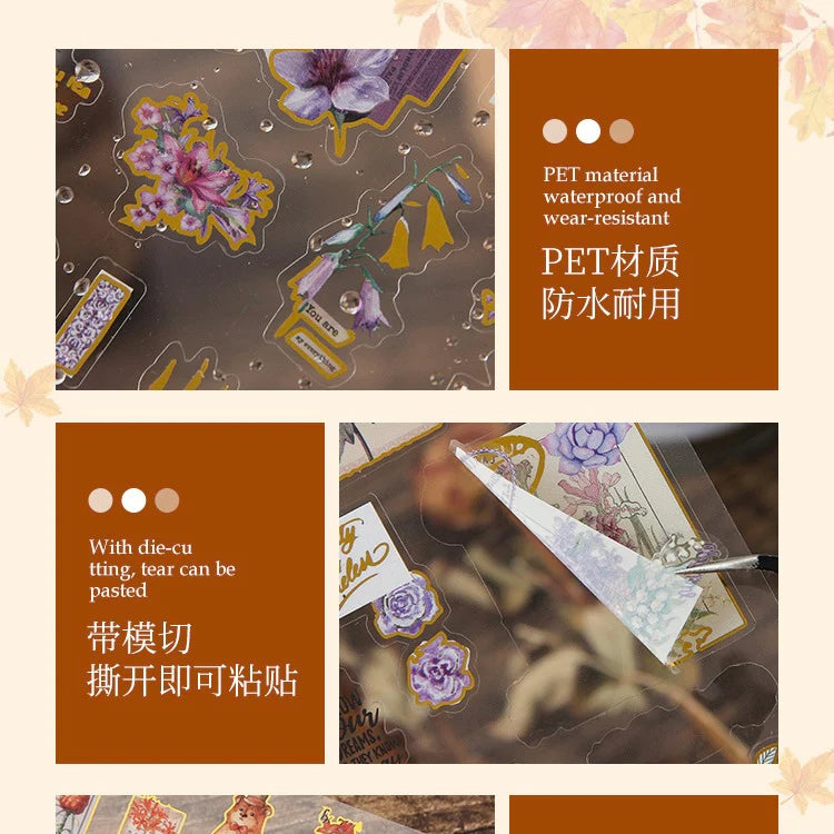 Golden Flower Pictorial Sticker Sheet - 2 Pcs