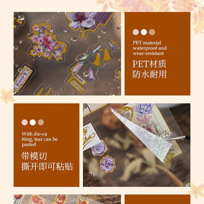 Golden Flower Pictorial Sticker Sheet - 2 Pcs