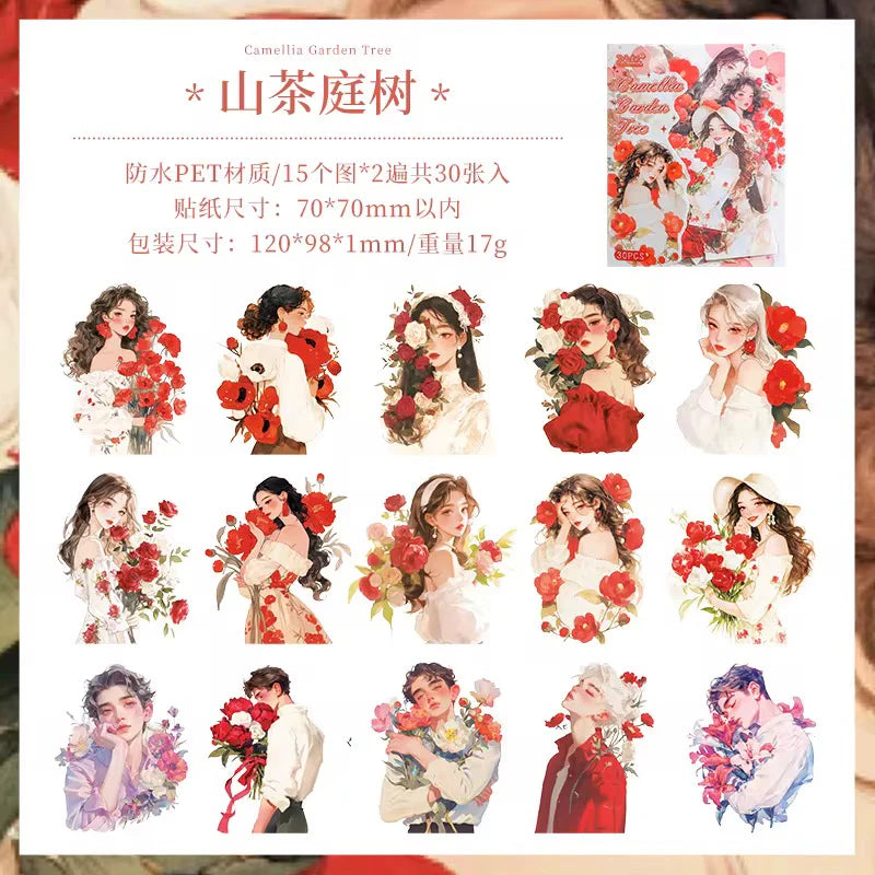 Cute Girly Vintage Sticker - 30 Pcs