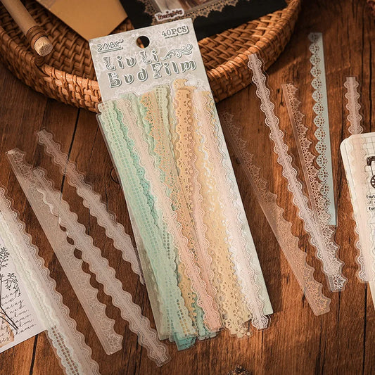 Vintage Lace Sticker- 40 Pcs